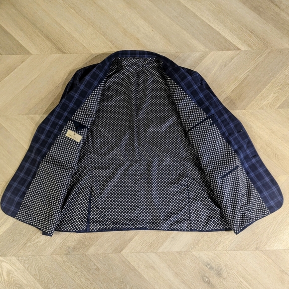 Oak Hill Men's Sport Coat Blazer Size 2XL Blue Tartan Pattern with Extra Buttons - Picture 6 of 13